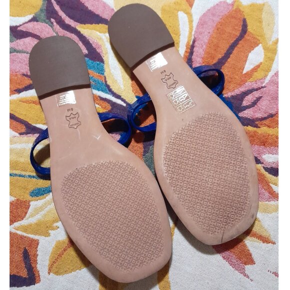Tory Burch Mini Miller Gold Blue Sandals Brazil sz 8M - Picture 7 of 10